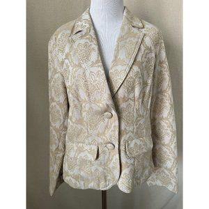 Crazy Horse Vintage Light Gold Patterned 2-Button Blazer, Size Large
